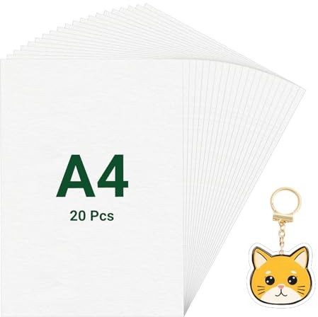 WISYOK Shrink Film A4, Pack of 20 Shrink Film Set, 0.3 mm Matt Transparent Shrink Film for Crafts for Children DIY, Shrink Films for Handprint, Key Chains, Earrings, School Bag Pendant