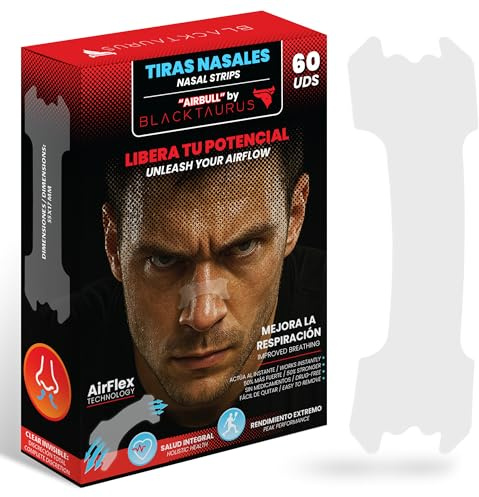 Tiras Nasales Deportivas para Respirar Mejor por la Nariz | Antironquidos para Dormir | Nasal Strips, Maximiza tu Rendimiento y Mejora la Respiración-Tiritas Nariz Respirar BlackTaurus® (Transparente)