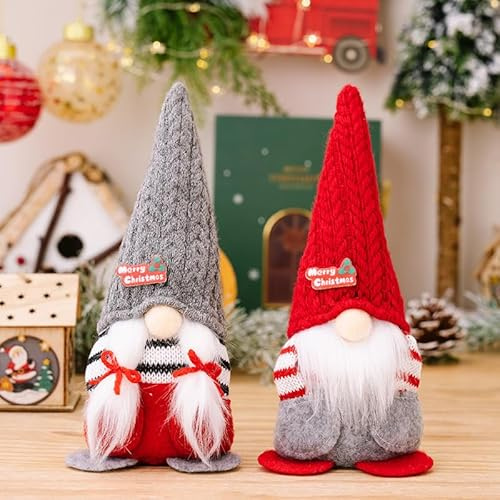 2 Pezzi Gnomi di Natale, Figure di Gnomi Natalizi in Peluche, Gnomo di Natale, Decorazione Natalizia, Pupazzo Svedese da Regalo Natalizio, Figure Natalizie da Nano per Decorazione Natalizia, Peluche
