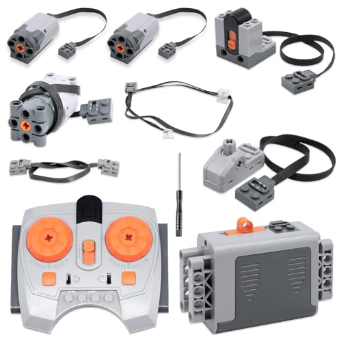 AYWHP 9 PCS motore elettrico giocattolo Set,Power Functions Kit con servomotore, motore M/L, telecomando, scatola della batteria, cavo di prolunga, interruttore di direzione