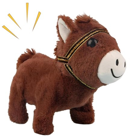 JINGLING Cheval en peluche - Peluche de dessin animé scintillante - Pour chambre d'enfant, salon, bureau, voiture, canapé, lit, jeux, sommeil, voyage, cadeau d'anniversaire