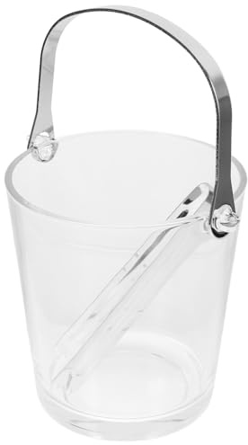 iplusmile Seau à Glaçons en Verre 900 ML avec Pince INOX Seau à Glace Portable pour Vin Bière et Vin Mousseux Accessoire Bar Résistant à L’Usure Maison et Fêtes