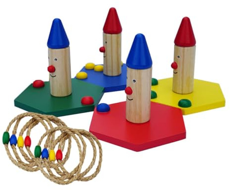 Toyvian Färgglatt Ringkastningsspel i Delar för Pojke Utomhus och Inomhus Roligt Kastspelet med Rep för Hand- -koordination för Trädgård Fest och Familjeaktiviteter