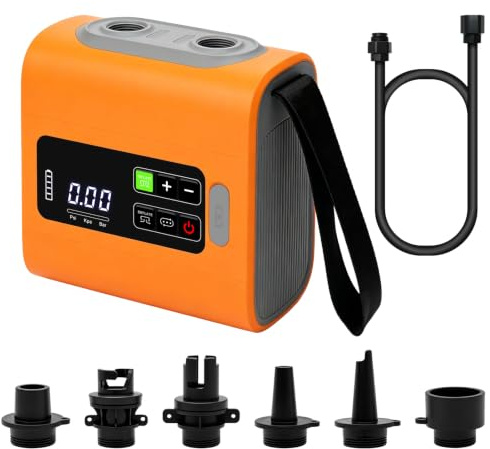 3T6B Bomba de Aire Eléctrica 22 PSI, Inflado/Desinflado | Inflador Paddle Surf Electrico, Auto-Off, 6 Boquillas para Tablas de Paddle, Barcos, Colchón