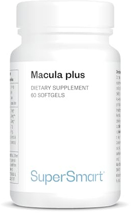 Macula Plus - Nahrungsergänzungsmittel für die Sehkraft - Unterstützung der Makula - Augengesundheit - Augenmüdigkeit - Lutein und Zeaxanthin – 60 Softgels – SuperSmart