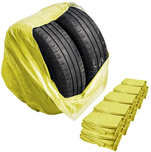 Stix Automotive Equipment Bolsas para neumáticos - 200 Unidades - 100x100cm - Bolsas de LDPE - Amarillo