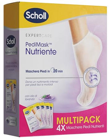 Scholl Pedimask - Mascarilla de pies, Hidratación, paquete de 4 x 200 g