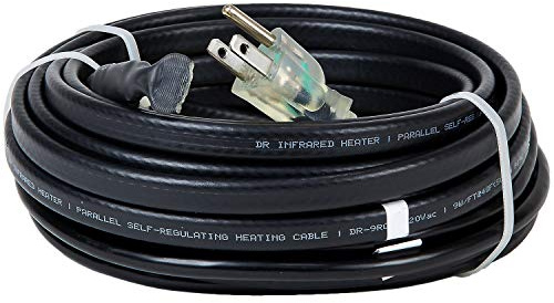 Dr Infrared Heater DR-9RC1050 Heating Cables for Pipes and Roof De-Icing, Self-Regulating with Built-in Thermostat, 120V, 12W/ft, 600W, 50FT