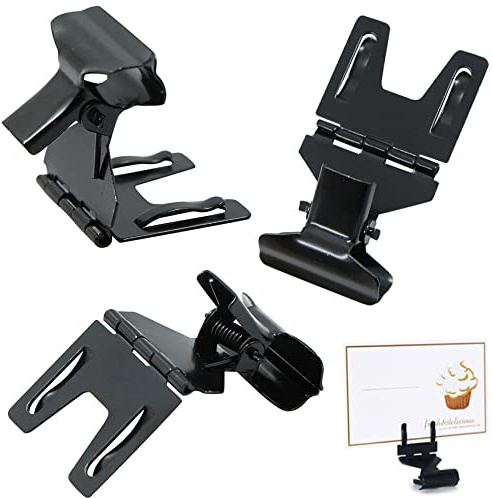 Kartenhalter MemoHalter Beschriftungsclip Preisschild Schildhalter - Clip aus Metall, 5.2*2.8cm, Tischkartenhalter für Preisauszeichnung Fotohalter Hochzeit Memo Bilder Büro Geburtstag. 10PCS Schwarz