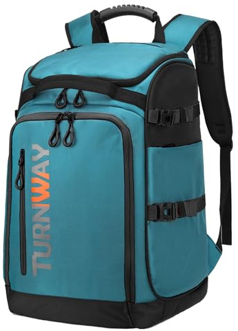 TurnWay Ski/Snowboard Boot Backpack/Ski Boot Backpack | Excellent for Store All Gear | Travel with Waterproof Exterior, Reflective Strip for Men, Women and Youth (Blue-Black)