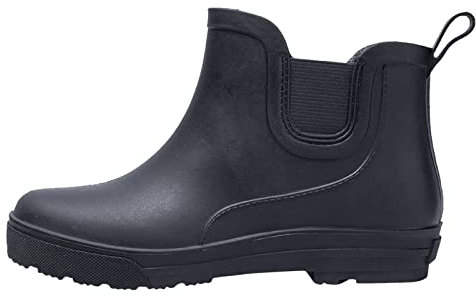 FNKDOR Gummistiefel Damen Kurz Weitschaft Chelsean Regenstiefel
