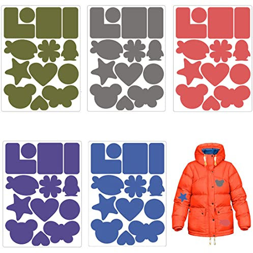 WEIESCIE 5 Stück Daunenjacke Flicken Reparaturset,Waschbares Reparatur Patches Nylon,Flicken Selbstklebend Stoff Reparatur Patch Verschiedene Größen und Formen für Daunenjackenschirm Tent