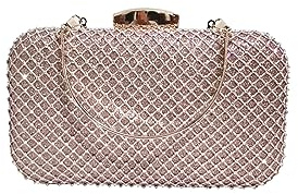 CORIOS Borsetta da Sera con Strass Donna Borsa Scintillante Pochette Piccolo con Catena Elegante Borsa a Spalla Glitterata Borsa a Tracolla Brillante Borse Messenger Champagne
