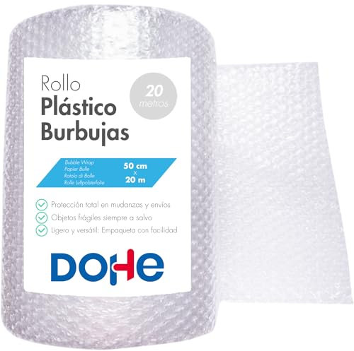 Dohe - Luftpolsterfolie, 50 cm breit x 20 m lang, transparent, ideal zum Schutz von Versandn, Umzügen, zerbrechlichen Gegenständen, Verpackungen, Bürobedarf