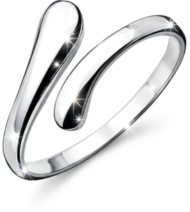 KFRS Women's 925 Sterling Silver Simple Open Adjustable Rings