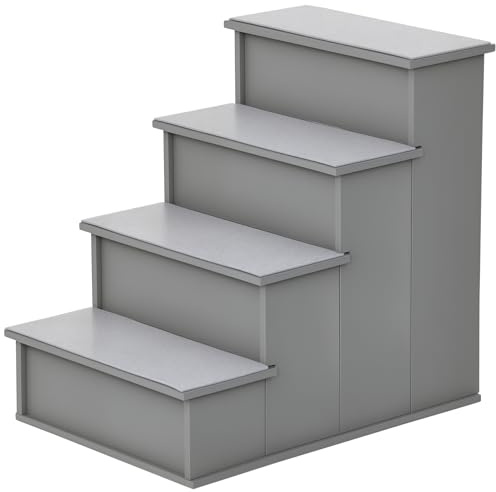 PawHut Escalera para Perros de 4 Peldaños 40x59x54,2 cm Gris