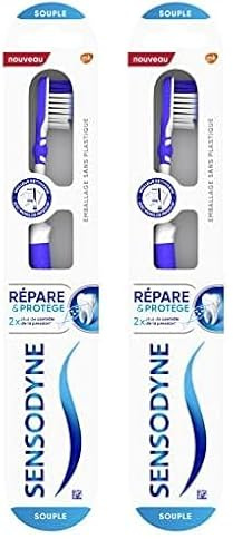Sensodyne Brosse à Dents, Répare et Protège, Pour Dents Sensibles, Souple (Paquete de 2)