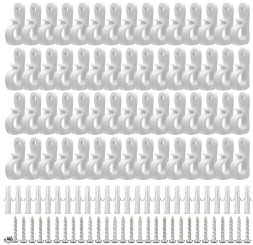 WYYFXY® 60 ganci a vite a Q-Hanger per luci natalizie, per garage, Capodanno, per appendere catene luminose, luci da terrazza (bianco)
