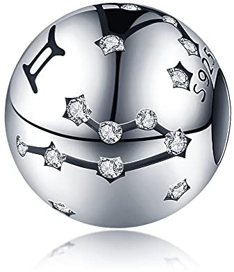 KUNVONIC Damen Charm Anhänger Sternzeichen für Armband 925 Sterling Silber 12 Sternbilder Charms Beads passend für Pandora Armband, Kompatibel mit Europäischen Armband und Halskette für Frauen Mädchen
