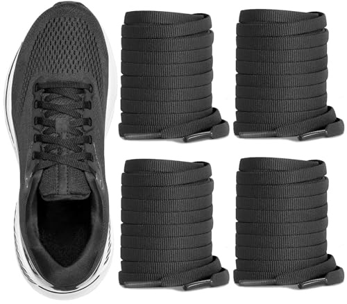 UamGlsob 2 Pares Cordones Planos 6mm Rayas para Brooks Correr (Black,160cm)