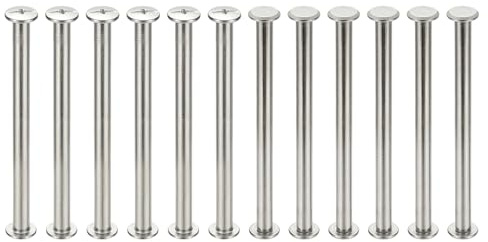 PATIKIL 24 Sets Chicago Screws, 5x70mm(DxH) Chicago Screws Phillips Binding Post Screw Bolts Leather Rivets 304 Stainless Steel Fasteners for Leather Belt Scrapbook Photo Albums, Silver