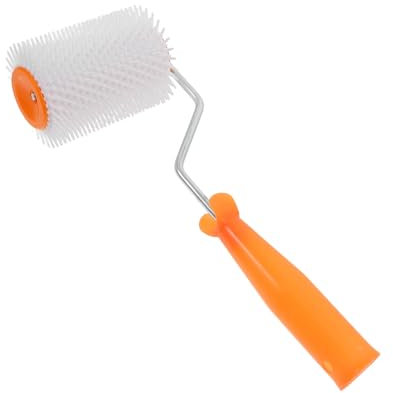 HOMSFOU Rouleau à Picots Autonivelant Anti-bulles 13 Mm Rouleau à Ciment Plastique Outil Anti-mousse Pour Sols En Ciment Usage Professionnel Peinture Époxy