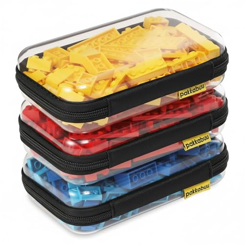 pakkabuu 3 Pack Clear Hard Shell Zipper Case - Clear Waterproof Cosmetic Bag with Zipper,Organizer Bins, Charging Cables, creative journaling, painting brushes, Threads,Sketch Supplies