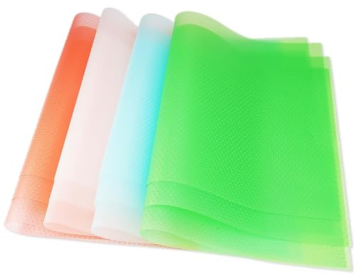 12 Pieces Fridge Liners,45 x 29 cm 4 Colours Antibacterial Fridge Mats