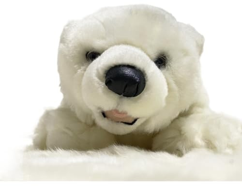 SMJWH Niedliches, liegendes Eisbär-Plüschtier, weiches, weißes Arktis-Tier, Stofftier, sensorisches Spielzeug for