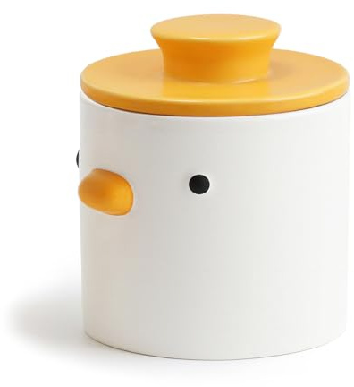 TULANDOT Mantequilla de pato pintada a mano con línea de agua, recipiente para mantequilla francesa con tapa para encimera, diseño artístico, apto para lavavajillas y microondas, listo para regalo