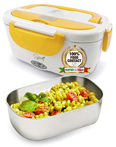 Spice Amarillo INOX Boîte à Repas Thermique électrique en Acier Inoxydable avec récipient Amovible et Fermeture hermétique Vaschetta estraibile Acciaio INOX 1 L