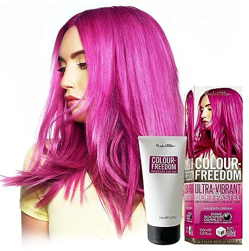 Knight & Wilson Colour-Freedom 150ml Magenta Dream Purple Semi-Permanent Hair Colour - Ultra-Vibrant Vegan Friendly Colour Mask with Shine Booster Complex - Ammonia Free Colour Lasts Up To 6-10 Washes
