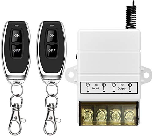 DONJON interruttore con telecomando,Interruttore remoto wireless con 328ft a lungo raggio DC 12V/24V/48V/72V per allarme antifurto,sistemi di sicurezza,barriere cancello,cicli motore ecc.white