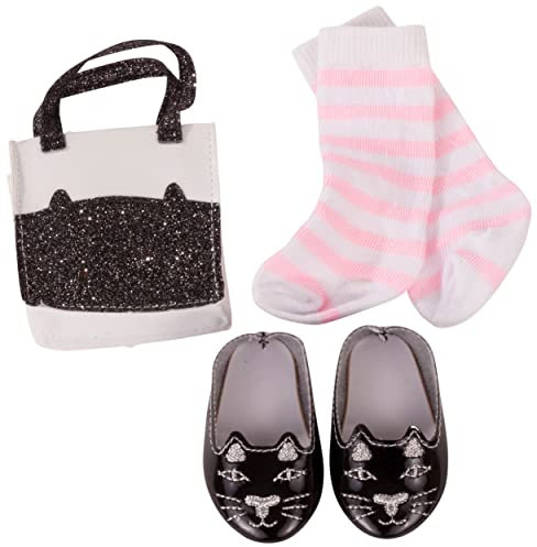 Götz 3403053 Puppen-Set Catbox - Puppenkleidung für Babypuppen Gr. M von 42-46 cm und Stehpuppen Gr. XL von 45-50 cm - 5-teiliges Set