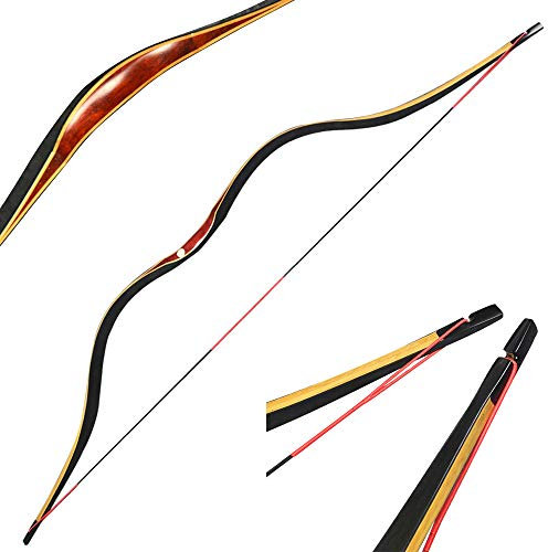 ZSHJGJR Tiro con L'Arco 54 '' Arco Ricurvo Tradizionale Fatto a Mano in Legno Mongolo Gomito da Caccia Arco Arco Lungo per la Pratica di Caccia Adulti 30-50 libbre (30lbs)