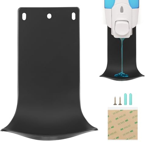 ZIOZERTT Dispenser Drip Tray Wall Mount Soap Dispenser Bracket, Laundry Detergent Drip Catcher Prevent Dripping and Spraying, Easy to Clean(Black)