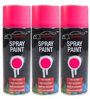Xtremeauto Spray Paint Aerosol Car VHT Primer Matt Gloss Metallic Wood Metal Plastic UPVC PVC Cladding (3 Cans, Fluorescent Pink)…