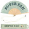 Fisura – Original orange handheld folding fan with “super fan” message. Colorful wooden fan, perfect for gifts, wedding party decoration. Hanger included.