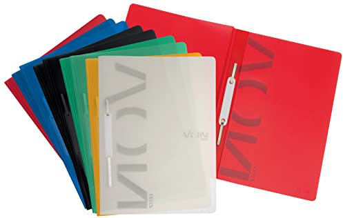 VON Leitz 10er Pack Schnellhefter A4, PP Kunststoff, Für 100 Blatt, Leichter Ordner mit weichem Einband, Für Schule, Studium & Zuhause, Mehrfarbig, 46792099