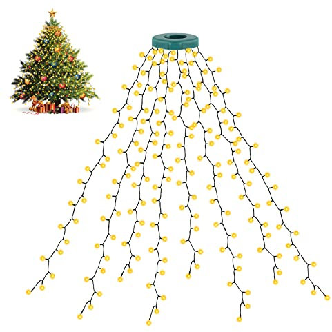 cshare Weihnachtsbeleuchtung für Christbaum, 280 LEDs mit 8 Stränge 2m Lichterkette Weihnachtsbaum Innen, mit 8 Modi,IP44 Wasserdicht,Memory & Timing Funktion für Weihnachtsdekorationen Baum, Warmweiß