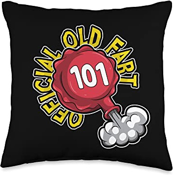 101st Birthday Official Old Fart Funny Red Whopee Cushion Throw Pillow