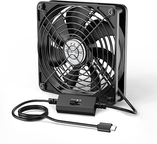ELUTENG Ventilateur USB C 120mm avec l/m/h 3 vitesse réglable ventilateur d'ordinateur usb c interface de type c pour ordinateur portable/boîtier tv/armoire av / ps4 / routeur