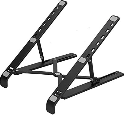 flexman Laptop Ständer für Den Schreibtisch, Faltbarer Computerständer aus Aluminiumlegierung für Zuhause, Büro, Tragbare Laptop Erhöhung, Kühlregal für Laptops Unter 15,6 Zoll (Black)