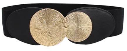 Cinturón Ancho para Mujer con Hebilla de Metal Retro - Elástico para Vestidos, Faldas, Camisas - Señoras de Cintura Elástica