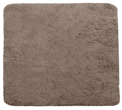 Brandsseller Badezimmerteppich 50x50 cm Badvorleger Badematte Badteppich quadratisch Chenille rutschfest saugstark maschinenwaschbar - Taupe