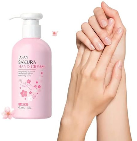 Crema per le mani ai fiori di ciliegio giapponese da 200 ml, lozione per le mani anti-invecchiamento, idratante, esfoliante, cura delle mani, protegge la pelle, lenitiva, leggera lozione idratante per