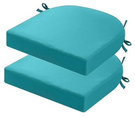 PRIMEPATIO Stuhlkissen für draußen, 2er-Set, Terrassenstuhlkissen für Gartenmöbel, wasserdicht, mit Bändern, Sitzkissen für draußen, Terrassenstuhlpolster, Esszimmerstuhl, 45x45, Himmelblau