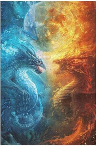 Jigsaw Puzzles for Adults 1000 Pieces Dragon - Wall Decoration - Frame - Premium Quality FSC 2mm Cardboard 1000 PCS