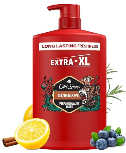 Old Spice Bearglove 3-in-1 Shower Gel for Hair, Face and Body, 1000 ml Pump Dispenser, Long-Lasting Freshness, Perfume Quality, Deep Cleansing