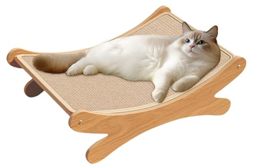 Tappeto per Gatti da Grattare – Tavola per Grattare Gatto | Lettiera per Grattare Gatto | Legno Sisal 50x33x16cm Design Smussone Protegge Mobili Superficie di Supporto Comoda Sfuma con Decorazione
